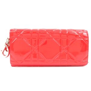 Christian Dior Cannage Patent Leather Bi-Fold Long Wallet